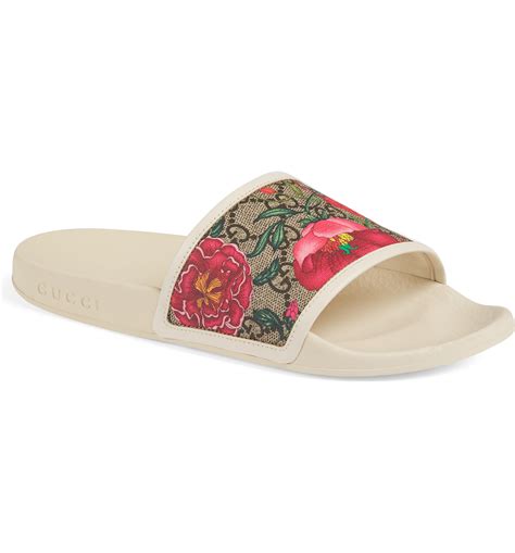 gucci.floral slides|pink Gucci slides nordstrom.